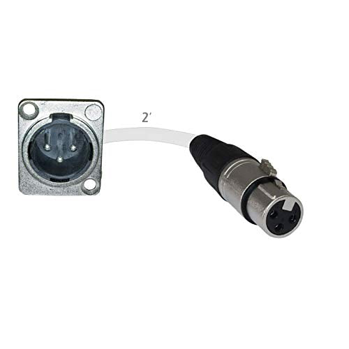 Mcsproaudio 2Ft Pigtail: Xlr Male Panel Mount To Xlr Female Plug (White)