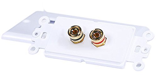 iMBAPrice 2-Coupler Banana Plug Binding Post Wall Plate Gold Plated Keystone White for 1 Speaker IC-2BANANA-1PK
