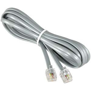 Installerparts Rj11 Modular Telephone Cord Extension  Straight Wiring, Silver (25Ft)