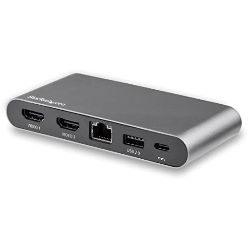 Startech.Com Usb C Dock   4K Dual Monitor Hdmi Display   Mini Laptop Docking Station   100W Power Delivery Passthrough   Gbe, 2 