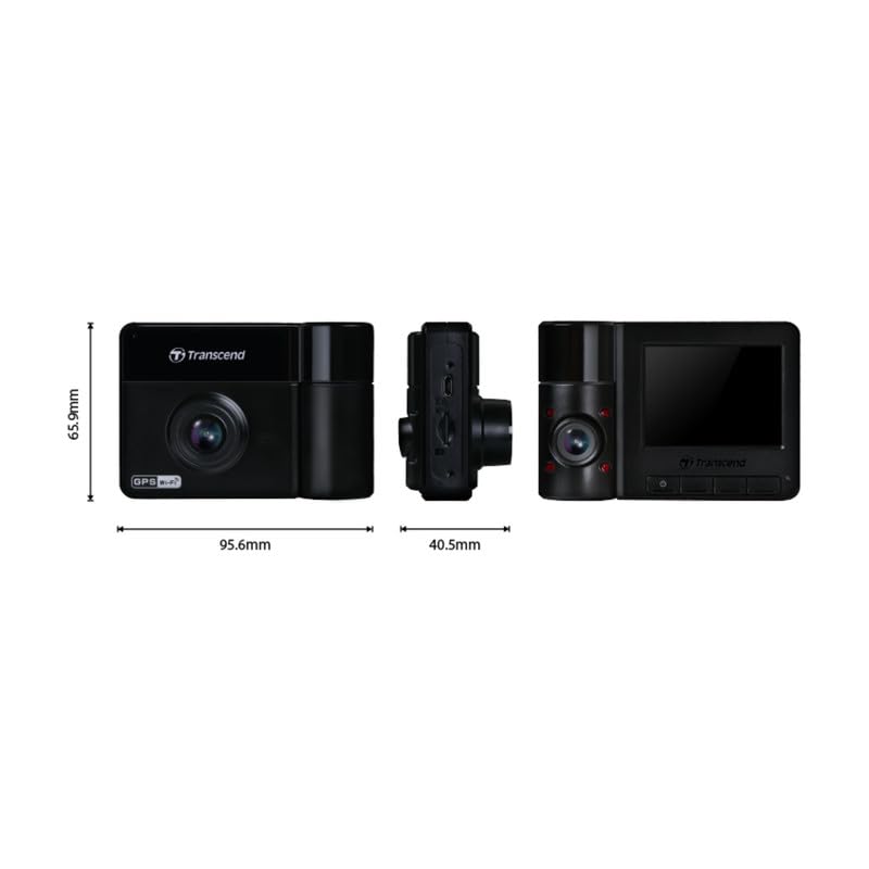 Transcend 64GB, Dual 2K+1080P Dash Cam Front and Rear Inside, 140 Wide Angle, 2.4 Display, Built in WiFi GPS,G Sensor, Night Vision, Loop Recording, Parking Mode, ADAS, for Cars Taxi   TS DP550B 64G