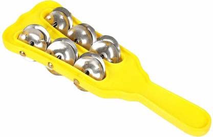 Music Gallery 25 cm With Head Tambourine Music, Musical Instrument (Plastic Yellow)