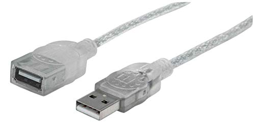 Manhattan 6 Feet Hi Speed Usb Device Cable A Male/A Female, Translucent Silver (336314)