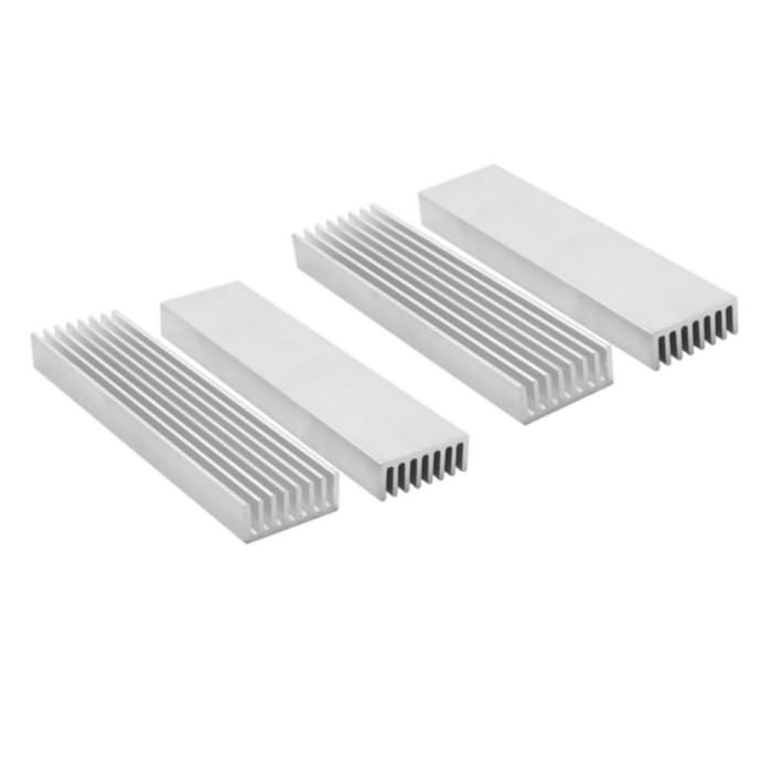 Silver Tone Aluminum Heatsink Cooler Radiator Cooling 100Mm X 25Mm X10Mm Heat Sink Module Cooler(Pack Of 4)