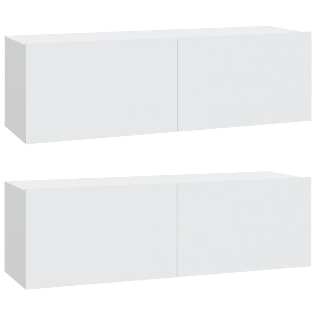Vidaxl Wall Tv Cabinets 2 Pcs White 39.4inchX11.8inchX11.8inch Engineered Wood