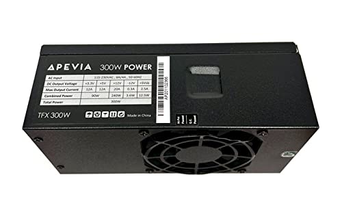 Apevia Tfx Ap300W Standard Flex Atx 300W Power Supply   115 230V Ac, 1 X 20/24Pin Main Power, 1 X 12V(P4), 3 X Pheripheral, 3 X