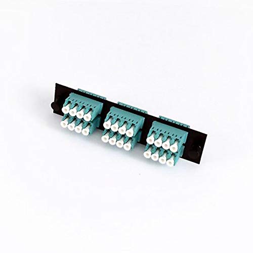 CableWholesale LGX Compatible Adapter Plate Featuring a Bank of 6 Multimode Quad LC Connectors in Aqua for OM3 and OM4 10Gbit Ap