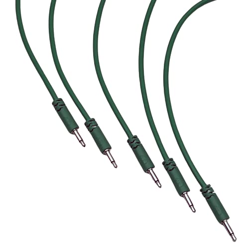Luigis Modular Supply Spaghetti Eurorack Patch Cables   Package Of 5 Green Cables, 18 (45 Cm)
