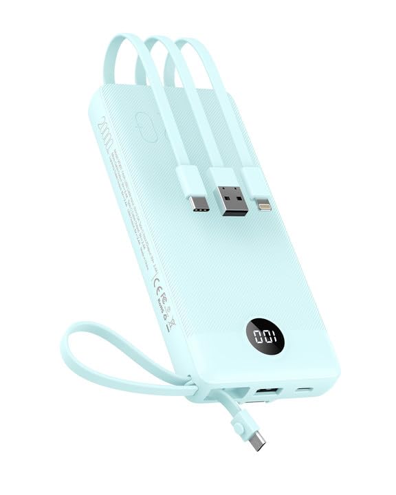 Veektomx Portable Charger With Built In Cables, 20000Mah Power Bank For Iphone, Fast Charging Usb C Battery Pack, Travel Essenti