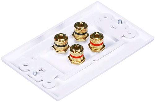 Imbaprice Premium Banana Wall Plate   4 Coupler Type Connectors Banana Plug Binding Post Wall Plate For 2 Speakers