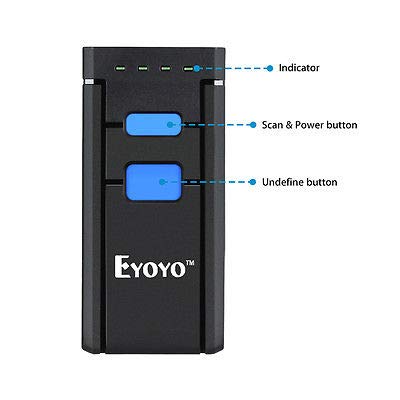 Eyoyo Portable Bluetooth Barcode Scanner - Mini Handheld CMOS Reader for iPad, iPhone, Android, POS, Store & Library Inventory