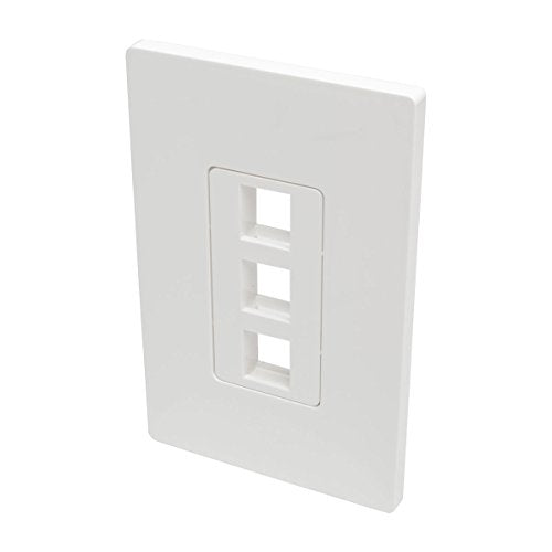 Tripp Lite Single Gang 3 Port Universal Keystone Wall Plate, Cat5/6/6A, Usb, Hdmi, Displayport, Rca, White (N080 103)