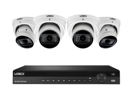 Lorex Nc4K4Mv 164Wd 2 4K 16 Channel 4Tb Wired Nvr System With Nocturnal 4 Smart Ip Dome (4X Lne9393/White) Cameras Featuring Motorized Varifocal Lens, Listen In Audio And 30Fps Recording