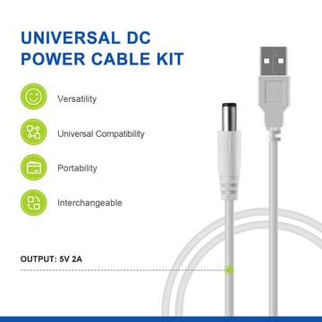 Lanmu Dc 5V Power Cord, Usb To 5V Dc Power Cable Charging Cord With 9 Adapters (6.4 * 4.4Mm, 6.3 * 3.0Mm, 5.5 * 2.5Mm, 5.5 * 2.1