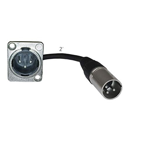 MCSPROAUDIO 2ft Pigtail: XLR Male Panel Mount to XLR Male Plug (Black)
