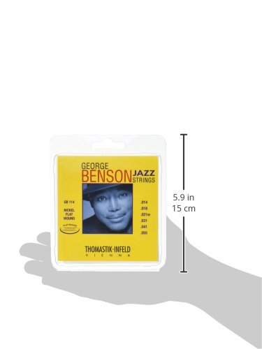 Thomastik Infeld Gb114 Jazz Guitar Strings: George Benson 6 String Set   Pure Nickel Flat Wounds E, B, G, D, A, E Set