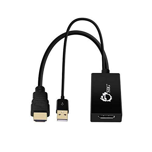 Siig 4Kx2K Hdmi To Displayport Converter Adapter For Hdmi Equipped Systems To Connect To Dp, Compliant With Hdmi 1.4, Dp 1.2, & 