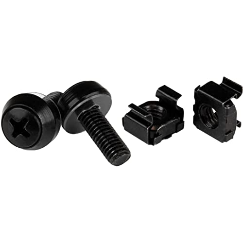 Startech.Com M6 X 12Mm Screws And Cage Nuts   100 Pack   M6 Mounting Screws And Cage Nuts For Server Rack And Cabinet   Black (C