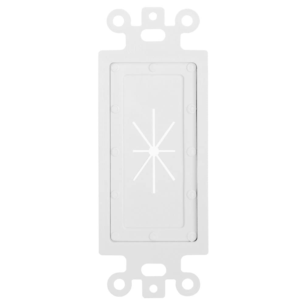 Cmple   Decora Wall Plate 1 Gang Insert With Flexible Opening Single Gang Decor Wall Plate   White   (10 Pack)