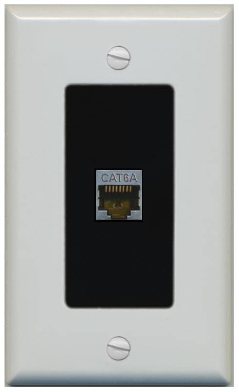 Riteav Cat 6A 1 Port Shielded Cat6A Wall Plate 1 Gang Decorative   1 Gang [Gray/Black]