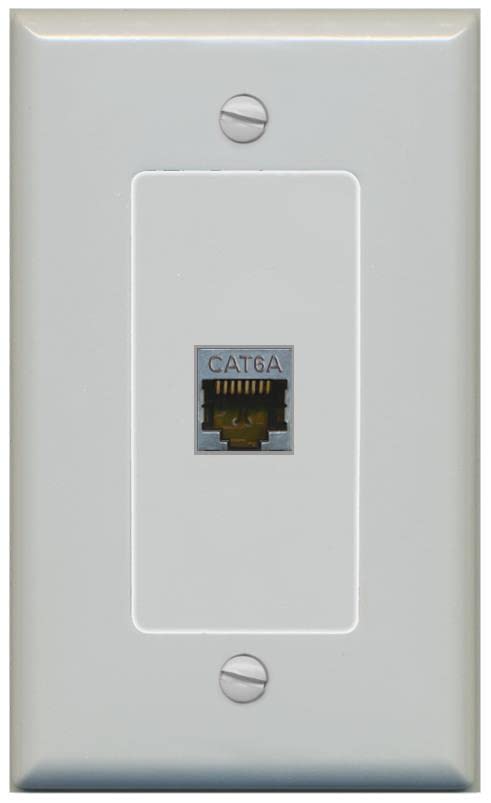 Riteav Cat 6A 1 Port Shielded Cat6A Wall Plate 1 Gang Decorative   1 Gang [Gray/Gray]