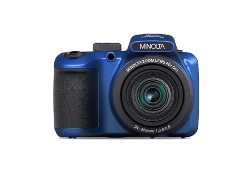 Minolta 20 Mega Pixels 40x Optical Zoom Digital Camera with 1080p FHD Video, Blue