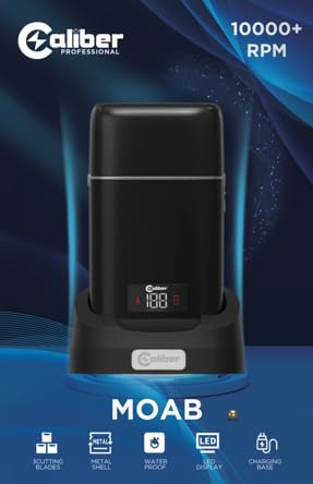 Caliber Moab Triple Foil Shaver For Men, Electric Metal Foil Razor Shaver With Digital Display For Close Shaves, Waterproof And