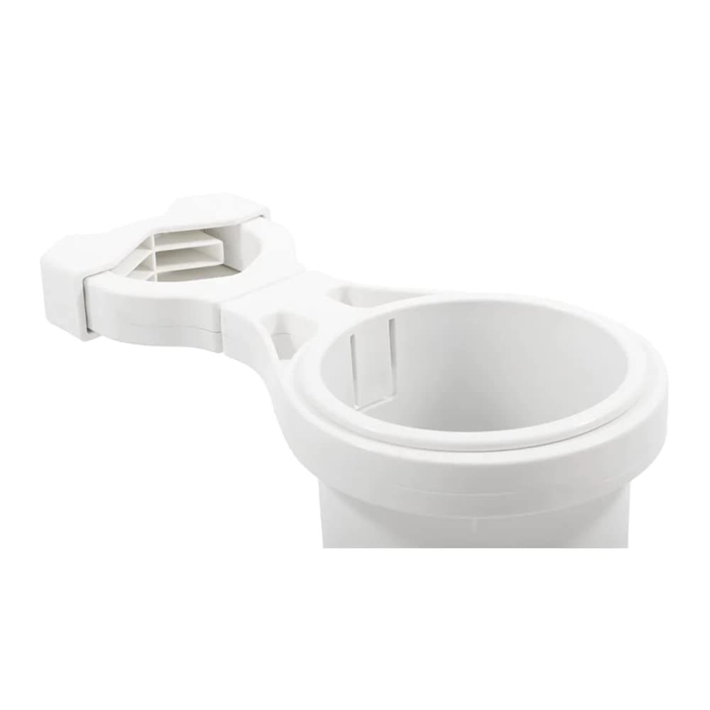 Camco Small Clamp Mounted Cup Holder-Provides A Secure Location For Your Beverage-Mountable For Up To 1-1/4-Inch Rail-White (530,WBAUVB07ZR1SPHB