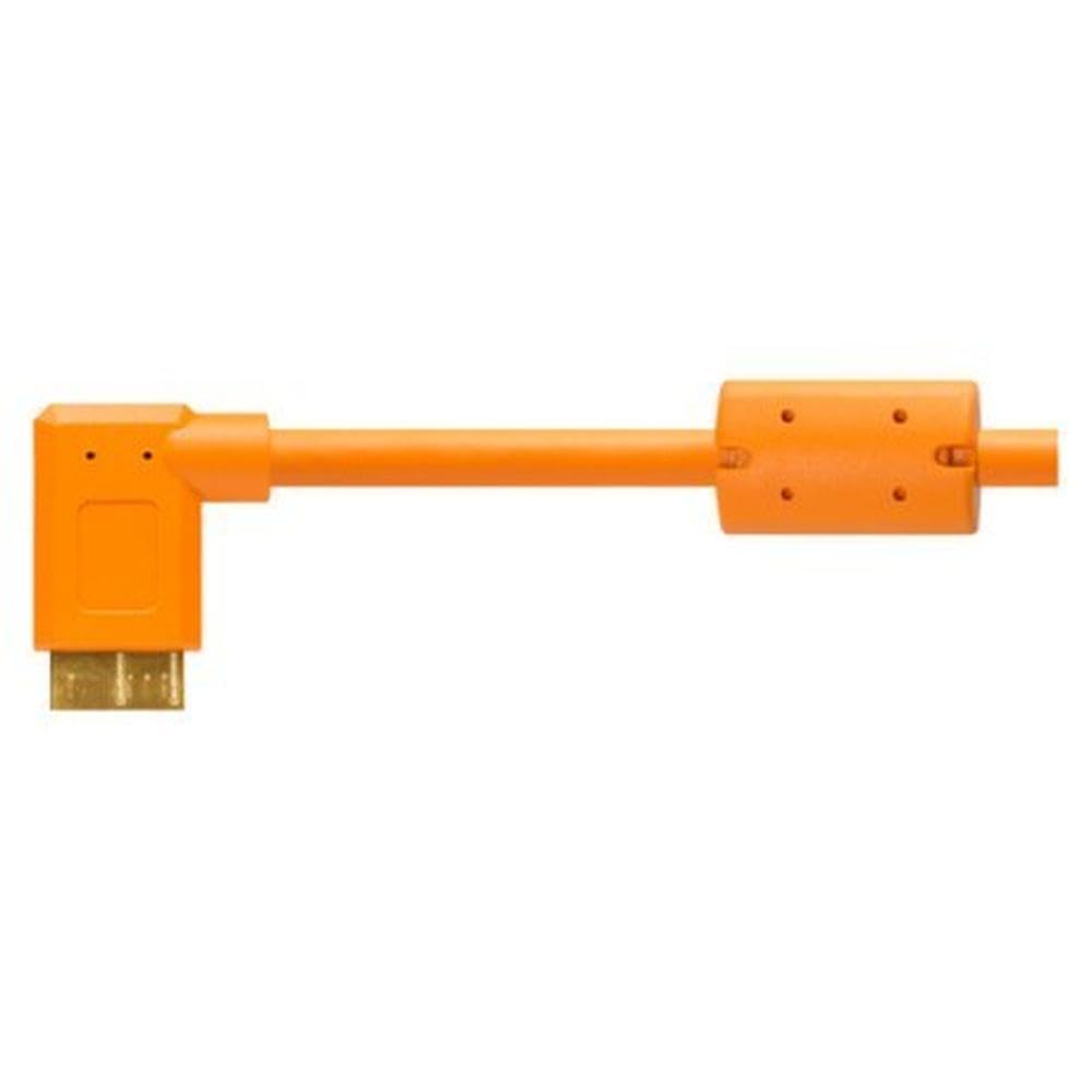 Tether Tools TetherPro USB 3.0 to Micro B Right Angle Cable | for Fast Transfer and Connection Between Camera and Computer | High Visibility Orange | 15 Feet (4.6 m)