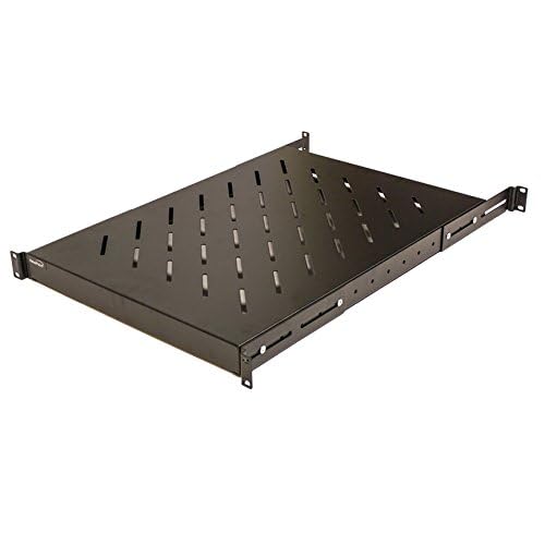 Navepoint 1U 19 Inch Fixed 4 Post Rack Mount Server Shelf With Adjustable Depth From 18 34 Inch Black