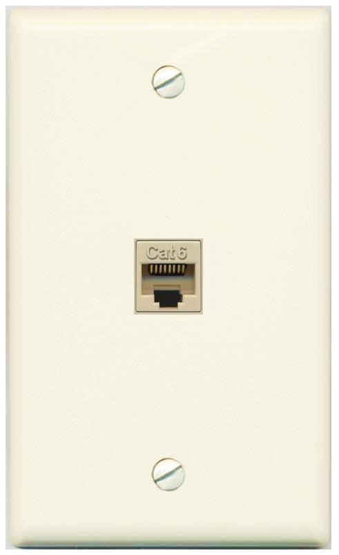 Riteav 1 Gang Cat6 Wall Plate   Light Almond 1 Port