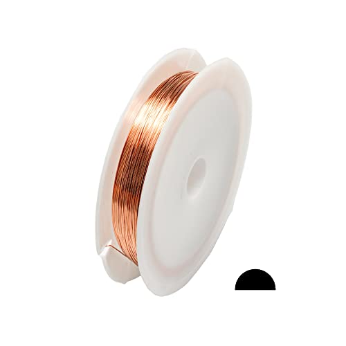 24 Gauge, 999 Pure Copper Wire (Half Round) Dead Soft Cda 110 Made In Usa   1 Ounce (152Ft) By Craft Wire