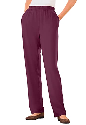 Woman Within Womens Plus Size 7 Day Knit Straight Leg Pant   5X, Deep Claret Purple