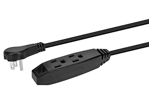 Monoprice 3-Outlet Flat Plug Household Extension Cord_16Awg_13A_Spt-2_Black_10Ft