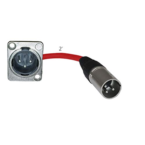Floor Stage Box Panel Mount Pigtail Drop In No Solder (Xlr Male > Xlr Male, Red)