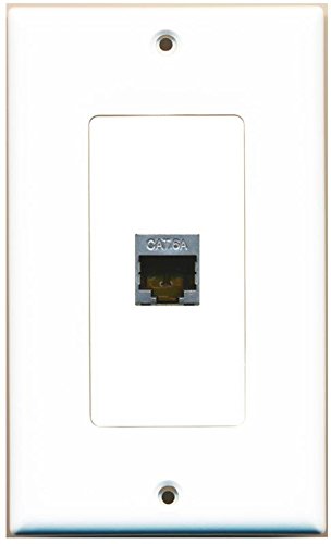 Riteav Cat 6A 1 Port Shielded Cat6A Wall Plate 1 Gang Decorative   White