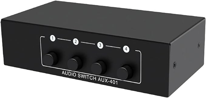 3.5Mm Aux + Rca L/R Audio Switch Box 4 In 1 Out Bidirectional, Bolaazul Stereo Audio Switcher Selector 4X1 Passive A/B Analog Au