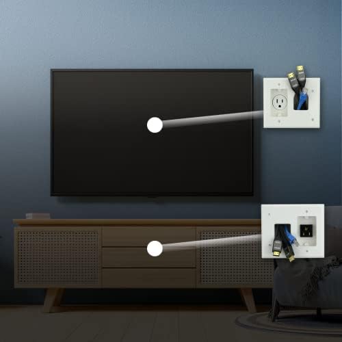 Data Comm Electronics 45 0008 Wh Easy Mount Recessed Low Voltage Cable Plate   White