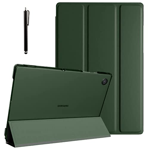 Proelite Smart Flip Case Cover For Samsung Galaxy Tab A8 10.5Inch SmX200/ SmX205/ SmX207 Translucent Back With Stylus Pen, Dark