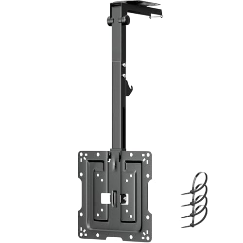 Flip Down Ceiling TV Mount for 19 50 inch   Manual Folding Height Adjustable Drop Down TV Mount for Flat and Pitched Roof, Swivel, Max Load 44 lbs, Max VESA 200x200 mm, Black