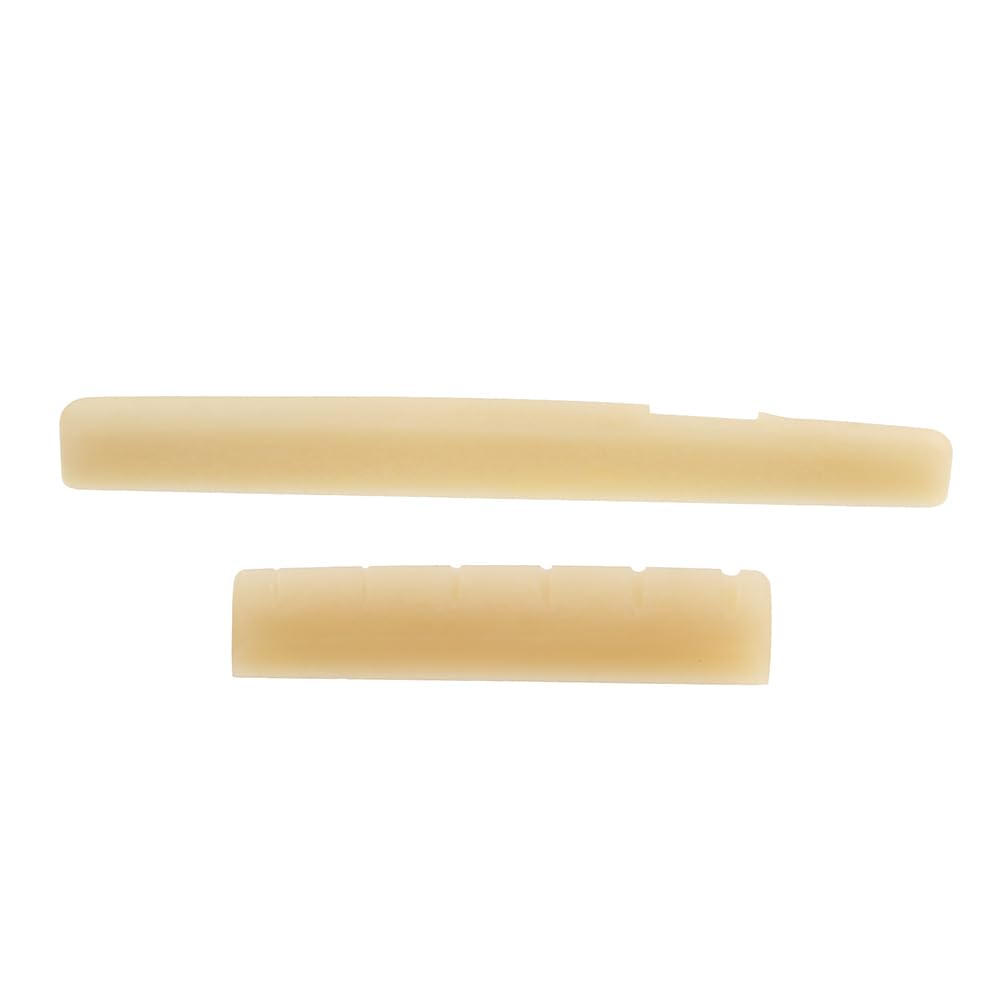 Lywsmsk Unbleached Acoustic Guitar Bone Nut & Saddle Set For Ymh Ll &A Series Acoustic Guitar 44Mm / 75Mm