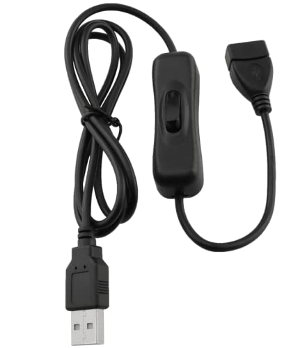 Sjzbin Usb Switch Cable 100 Cm / 40 Inches Black Usb Male To Female Switch Cable Extension Cord With On/Off Power Switch For Pc,