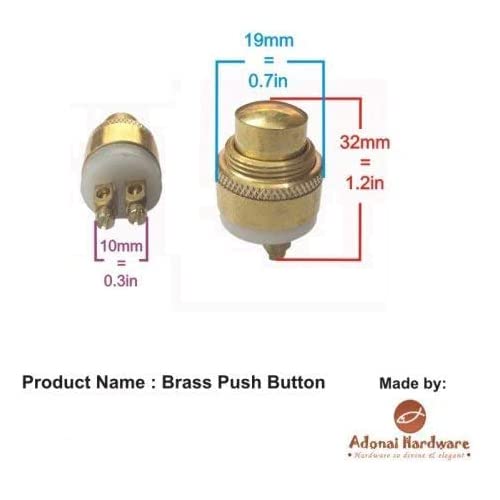 Adonai Hardware Rectangular Georgian Brass Bell Push Or Door Bell Or Push Button (Oil Rubbed Bronze)