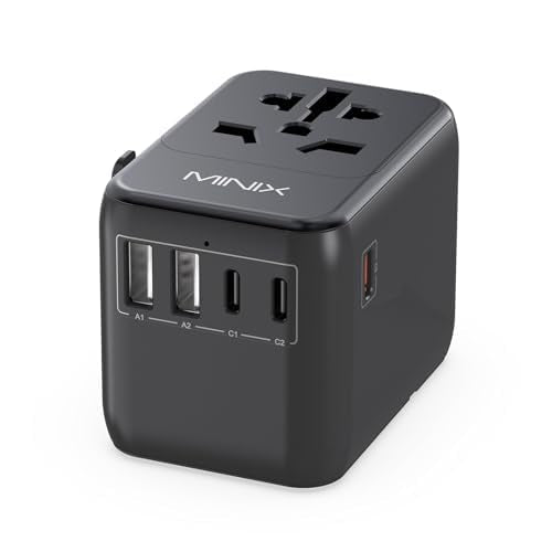 Minix 35W Universal Travel Adapter 6 In 1 European Travel International Power Plug Adapter Max 3 Usb C 2 Usb A Ports All In One