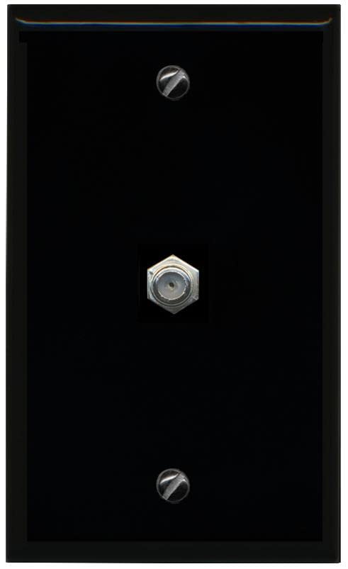 Riteav Coax Cable Tv Wall Plate 1 Gang   Flat [Black/Black]