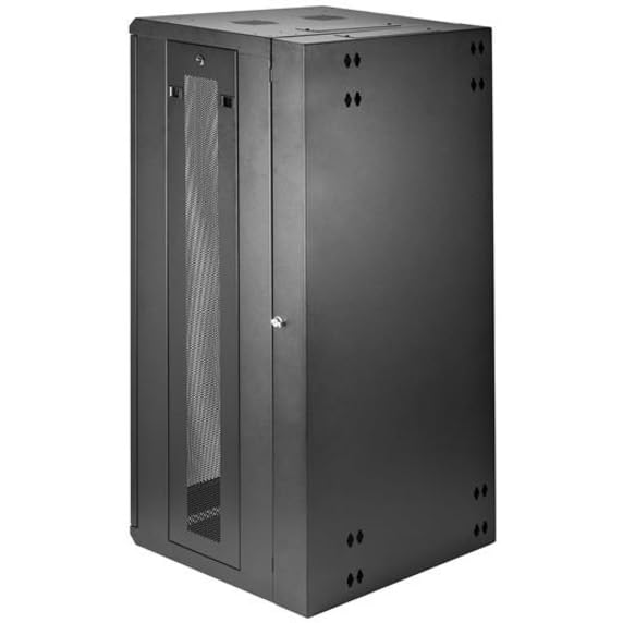 StarTech.com 4 Post 26U Wall Mount Network Cabinet w/ 1U Shelf, 19' Wall Mounted Server Rack for IT / Data Computer Equipment