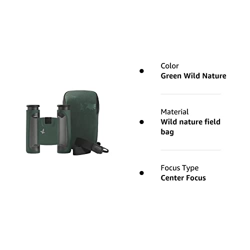 Swarovski Optik 10X25 Cl Pocket Binocular With Long Eye Relief And Folding Bridge Design (Green, Wild Nature Field Bag)