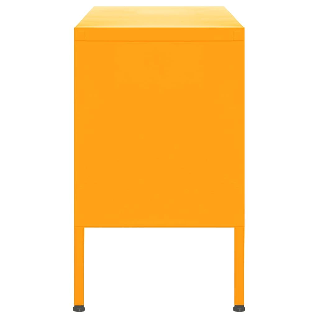 Vidaxl Steel Tv Stand With Adjustable Shelves And Cable Management, Mustard Yellow - Ideal For Living Room Or Lounge Area.