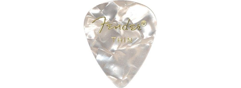 Fender Premium Celluloid Guitar Picks 351 Shape, White Moto, Heavy, 12-Pack