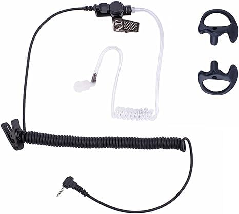 Pofenal Walkie Talkie Radio Listen Only Earpiece Headset With Clear Acoustic Tube Retaining Clip & Medium Earmold(3.5Mm Pin, 1 P